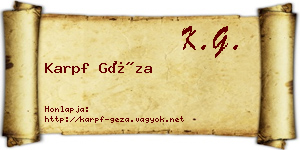 Karpf Géza névjegykártya